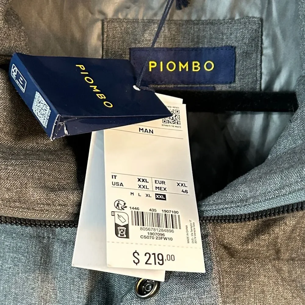 PIOMBO Men’s Hooded Puffer Jacket – Size XXL – NWT – MSRP $219